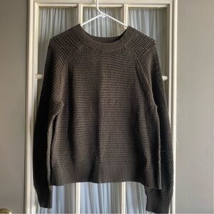Banana Republic Factory Dark Olive Green Open Knit Raglan Crewneck Sweater